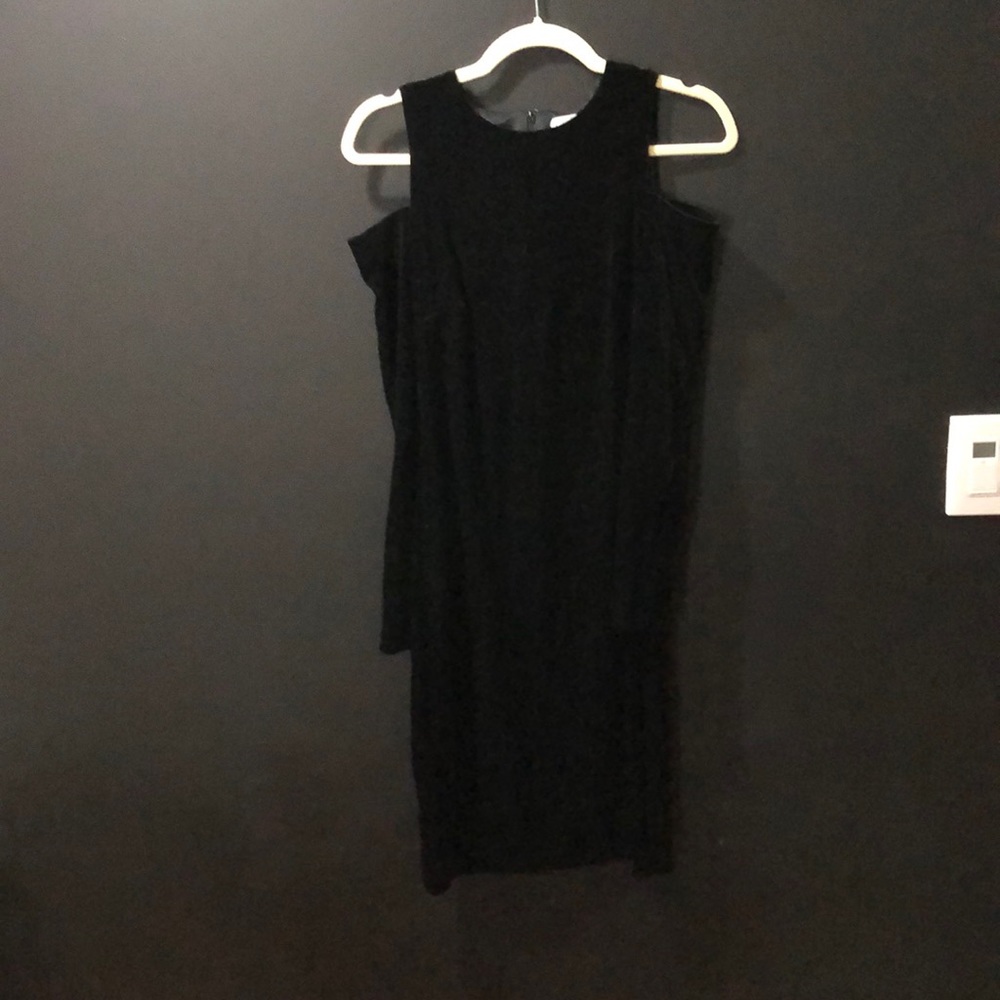 Calvin Klein black velvet cold shoulder with long sleeves